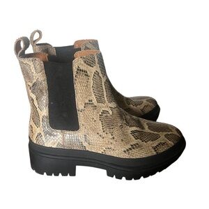 Snakeskin Print pull on ankle boots- Lucky Brand-size 9.5- NWOT